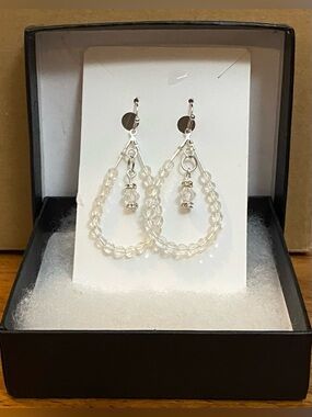 Silver teardrop earrings with Swarovski and Quartz crystals